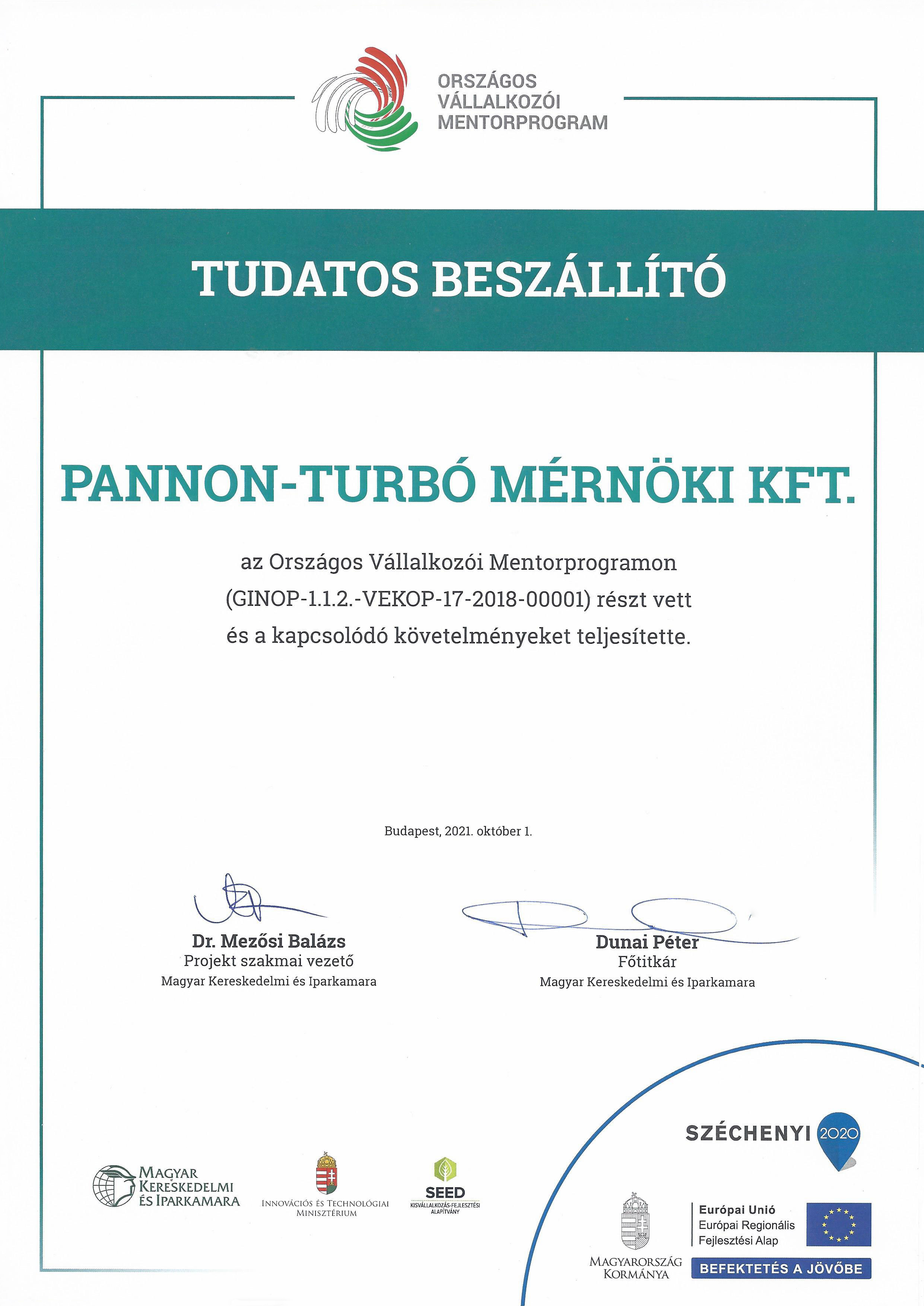 Pannon-Turbó Kft. Tudatos Beszállító